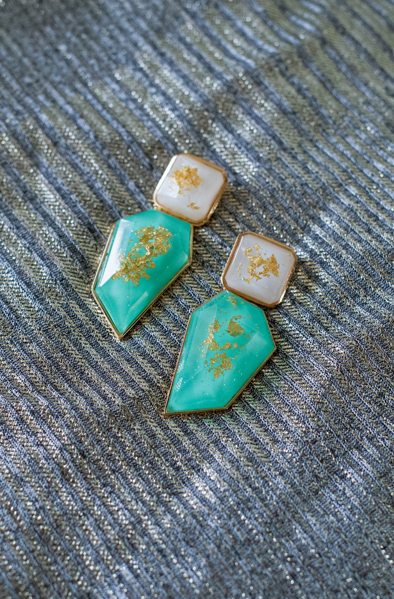 GOLDEN TURQUOISE CLOUDS EARRINGS