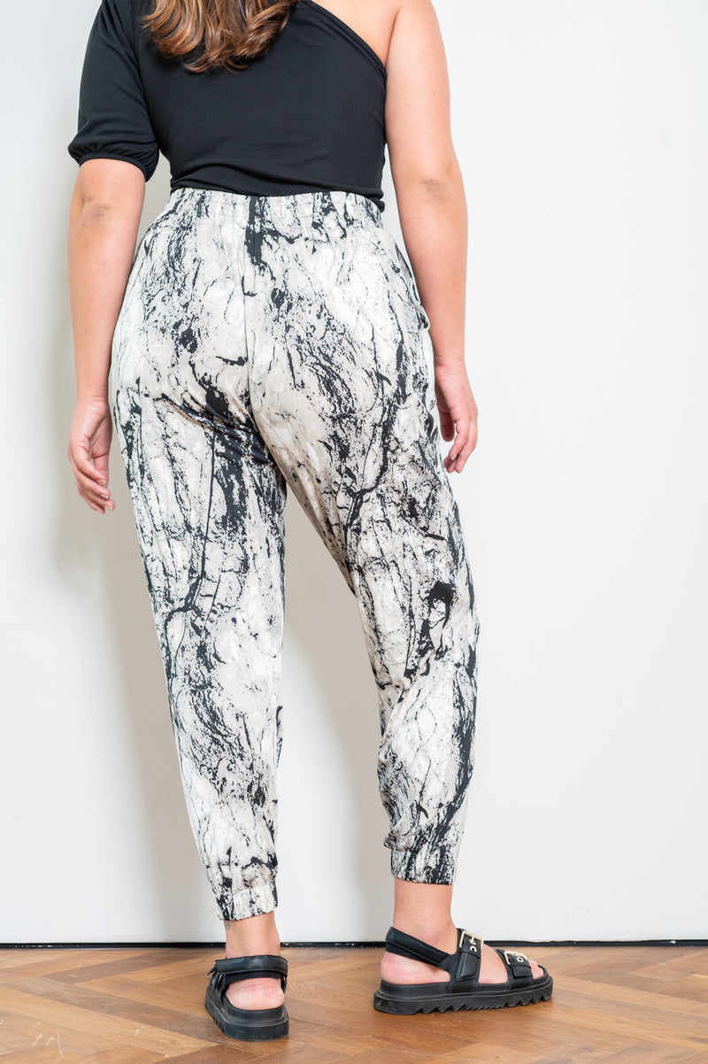 RIBBED GREY MARBLE BARRE JOGGERS