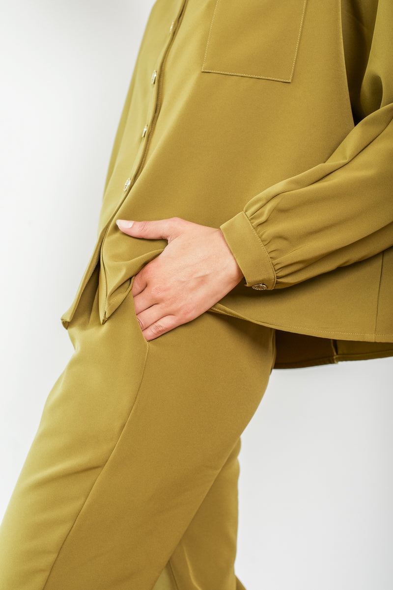 TAILORED MOSS GREEN BARRE JOGGERS