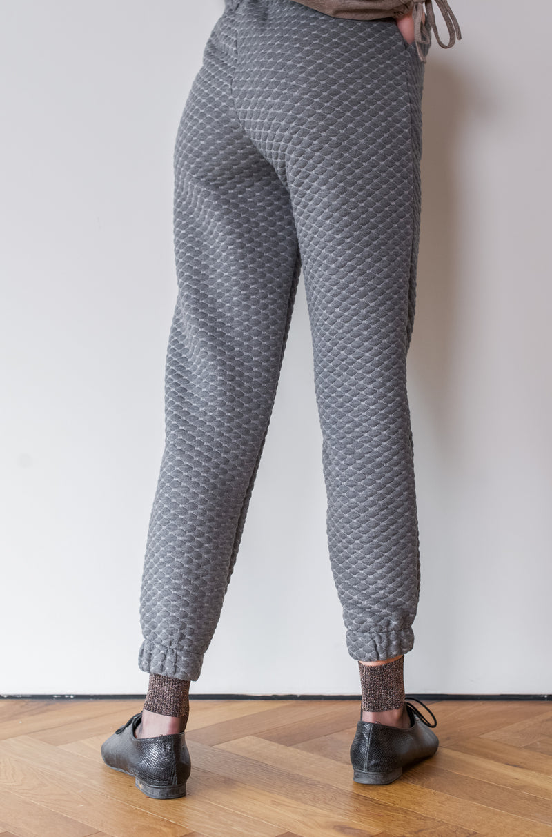 QUILTED GREY BARRE JOGGERS